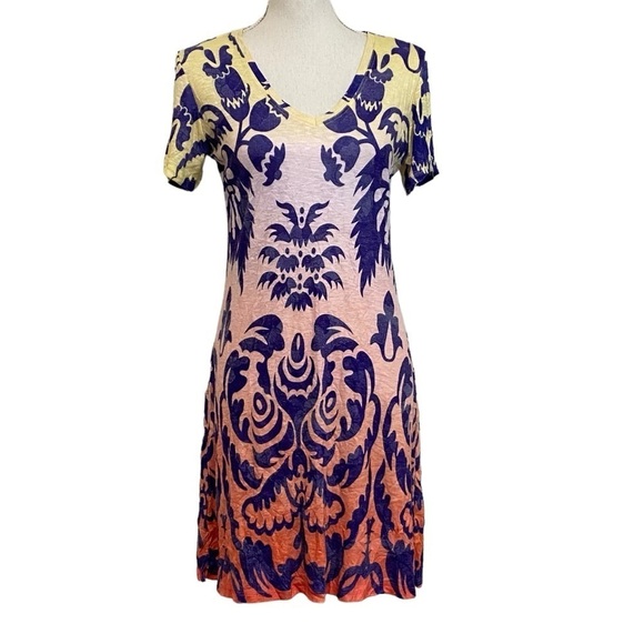 DAVID CLINE - OMBRE - MULTICOLORED FIT & FLARE T-SHIRT STYLE COMFORT  DRESS B3 - Picture 1 of 10